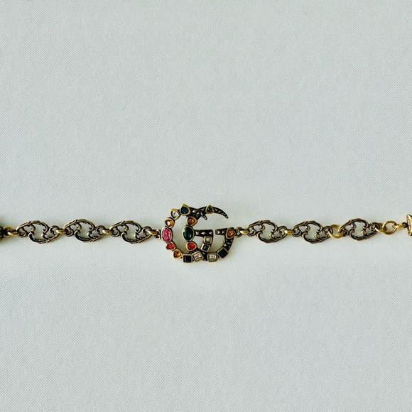 Gucci Arabesque GG Marmont Gold Bracelet with Crystals - Picture 2 of 9